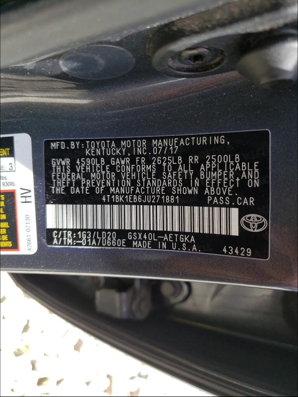 Photo 9 VIN: 4T1BK1EB6JU271881 - TOYOTA AVALON XLE 