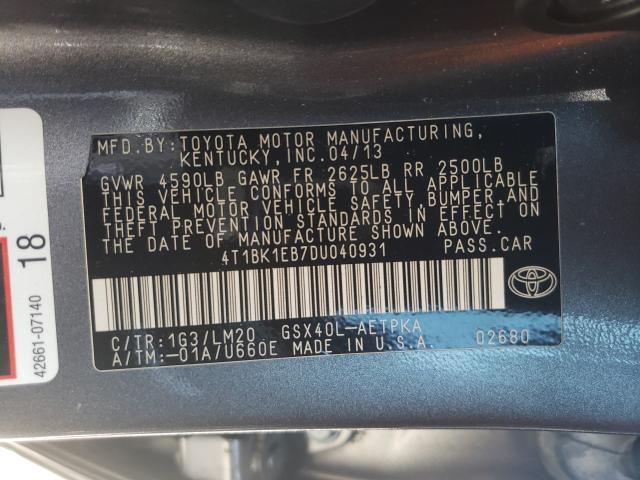 Photo 9 VIN: 4T1BK1EB7DU040931 - TOYOTA AVALON BAS 