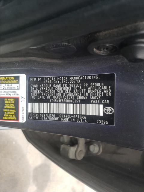 Photo 9 VIN: 4T1BK1EB7DU048351 - TOYOTA AVALON BAS 