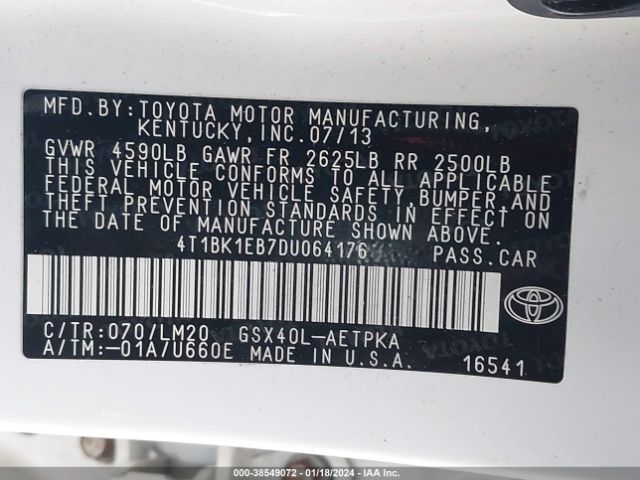 Photo 8 VIN: 4T1BK1EB7DU064176 - TOYOTA AVALON 