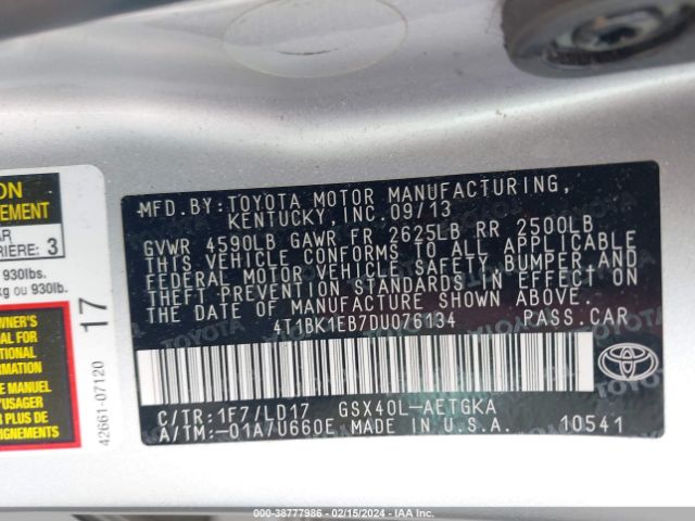 Photo 8 VIN: 4T1BK1EB7DU076134 - TOYOTA AVALON 