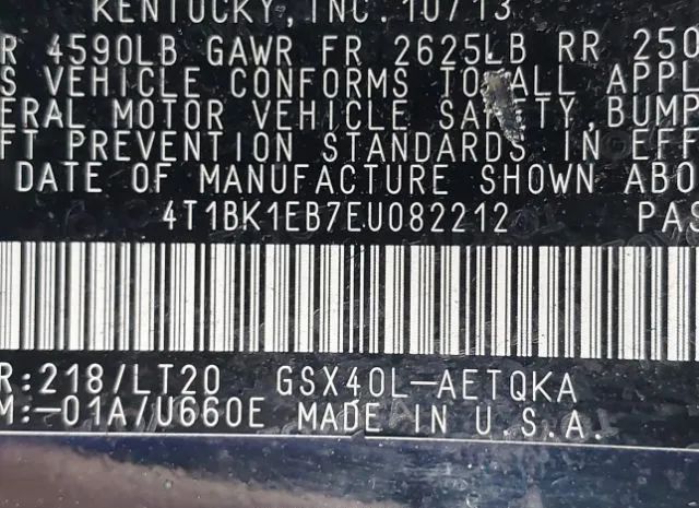 Photo 8 VIN: 4T1BK1EB7EU082212 - TOYOTA AVALON 