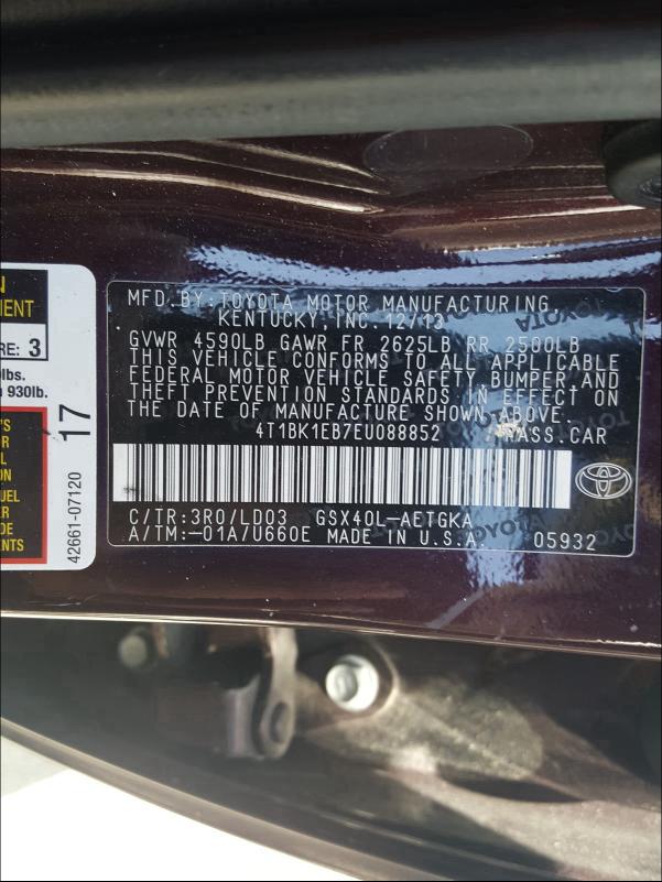 Photo 9 VIN: 4T1BK1EB7EU088852 - TOYOTA AVALON BAS 