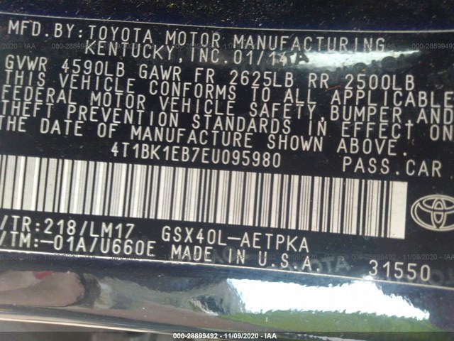 Photo 8 VIN: 4T1BK1EB7EU095980 - TOYOTA AVALON 