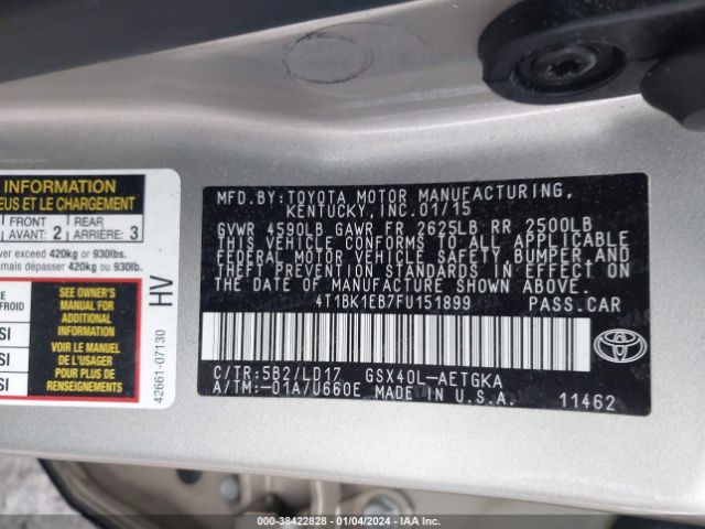 Photo 8 VIN: 4T1BK1EB7FU151899 - TOYOTA AVALON 