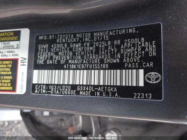 Photo 8 VIN: 4T1BK1EB7FU155189 - TOYOTA AVALON 