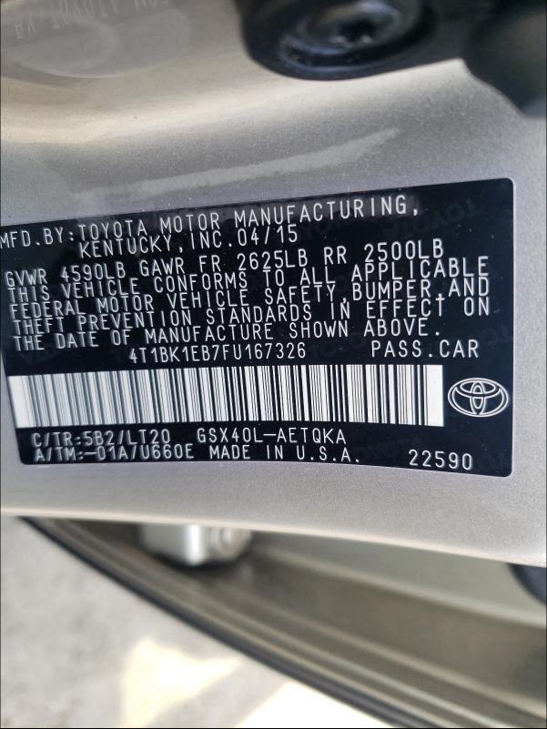 Photo 9 VIN: 4T1BK1EB7FU167326 - TOYOTA AVALON XLE 