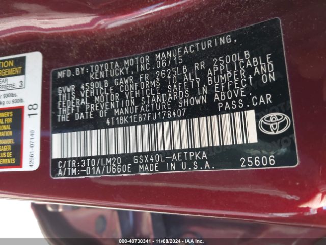 Photo 8 VIN: 4T1BK1EB7FU178407 - TOYOTA AVALON 