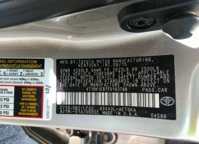 Photo 8 VIN: 4T1BK1EB7FU183798 - TOYOTA AVALON 