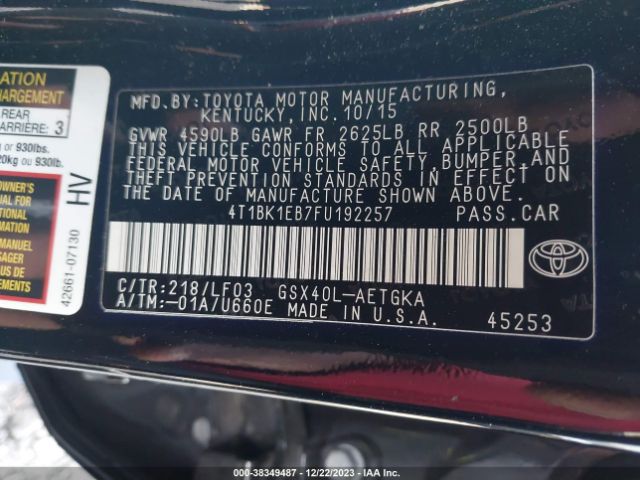 Photo 8 VIN: 4T1BK1EB7FU192257 - TOYOTA AVALON 