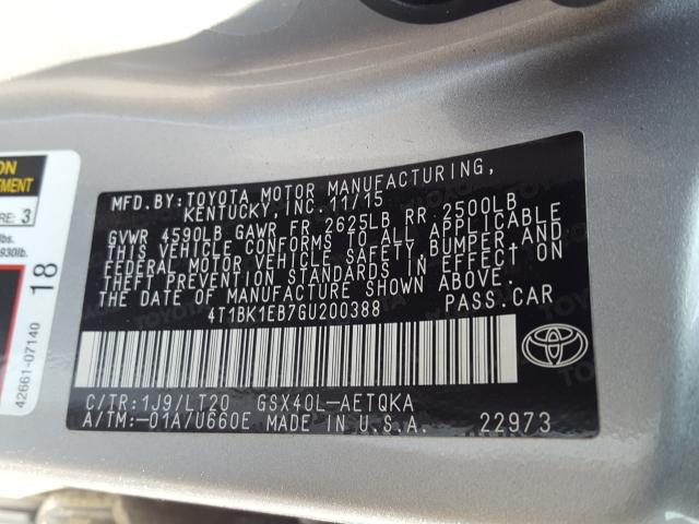 Photo 9 VIN: 4T1BK1EB7GU200388 - TOYOTA AVALON XLE 