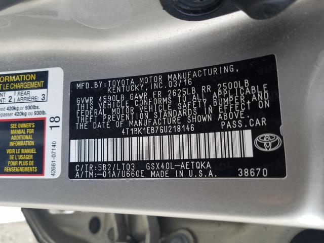 Photo 9 VIN: 4T1BK1EB7GU218146 - TOYOTA AVALON XLE 