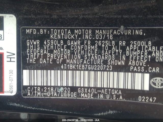 Photo 8 VIN: 4T1BK1EB7GU220723 - TOYOTA AVALON 