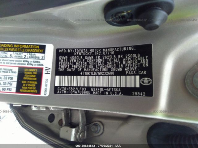 Photo 8 VIN: 4T1BK1EB7GU232600 - TOYOTA AVALON 