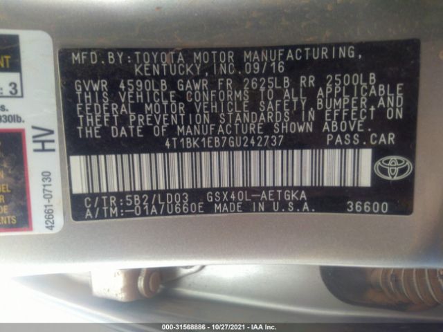 Photo 8 VIN: 4T1BK1EB7GU242737 - TOYOTA AVALON 