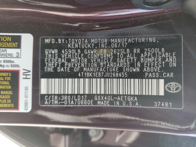 Photo 9 VIN: 4T1BK1EB7JU268455 - TOYOTA AVALON XLE 