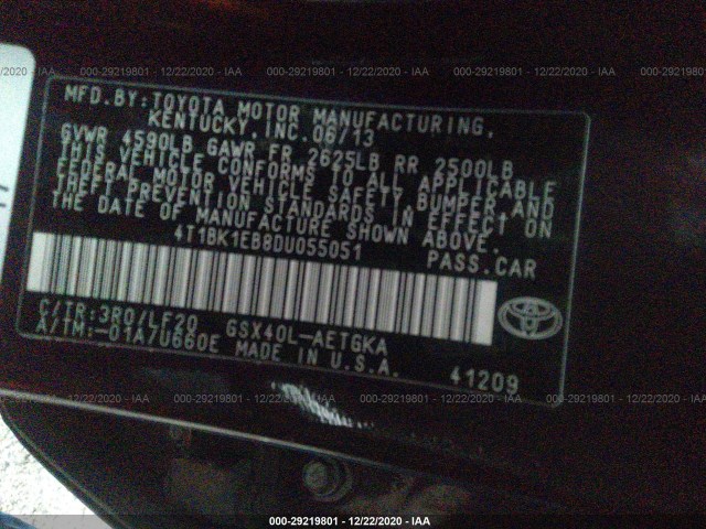 Photo 8 VIN: 4T1BK1EB8DU055051 - TOYOTA AVALON 