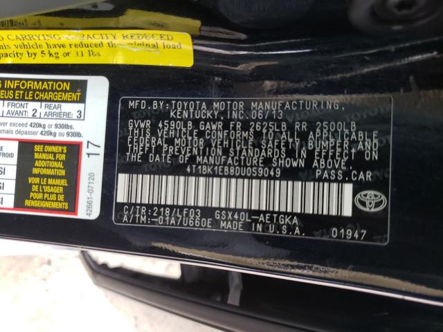 Photo 9 VIN: 4T1BK1EB8DU059049 - TOYOTA AVALON BAS 