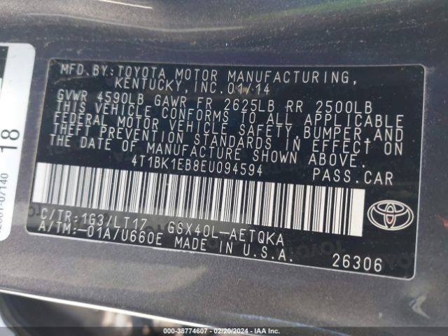 Photo 8 VIN: 4T1BK1EB8EU094594 - TOYOTA AVALON 