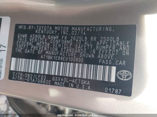 Photo 8 VIN: 4T1BK1EB8EU100930 - TOYOTA AVALON 