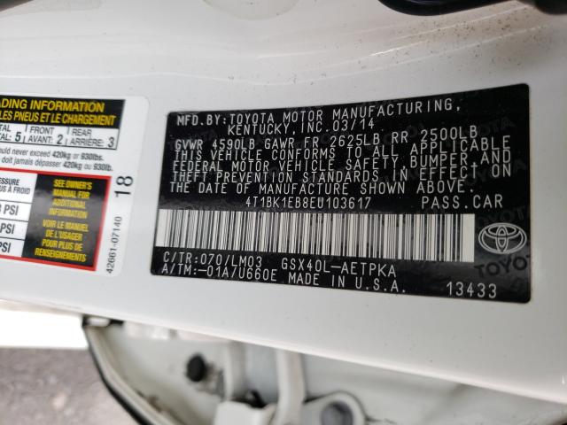 Photo 9 VIN: 4T1BK1EB8EU103617 - TOYOTA AVALON BAS 