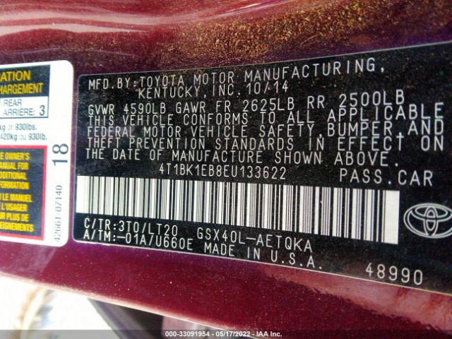 Photo 8 VIN: 4T1BK1EB8EU133622 - TOYOTA AVALON 