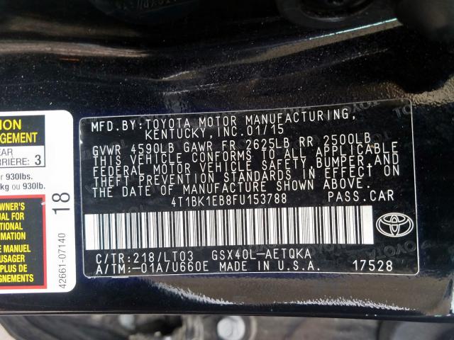 Photo 9 VIN: 4T1BK1EB8FU153788 - TOYOTA AVALON XLE 