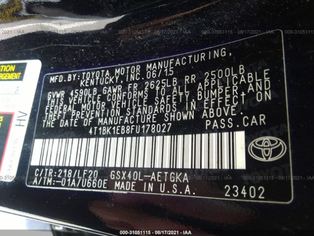 Photo 8 VIN: 4T1BK1EB8FU178027 - TOYOTA AVALON 