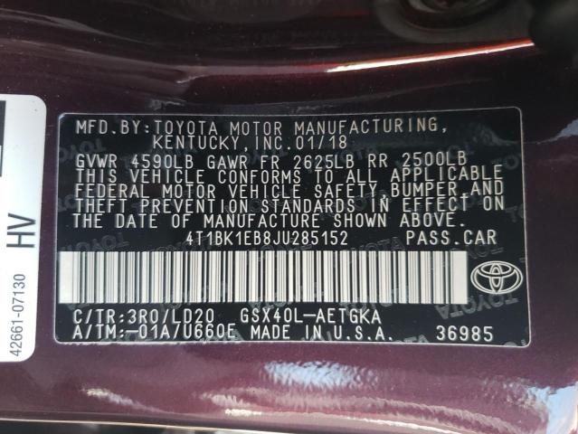 Photo 12 VIN: 4T1BK1EB8JU285152 - TOYOTA AVALON XLE 