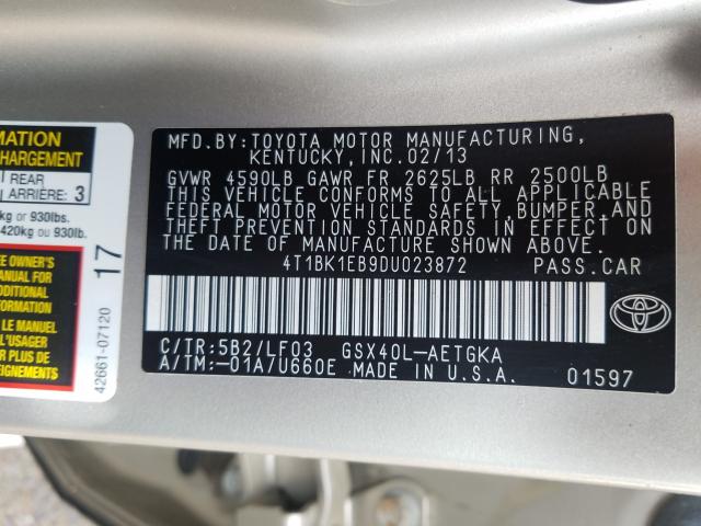 Photo 9 VIN: 4T1BK1EB9DU023872 - TOYOTA AVALON BAS 