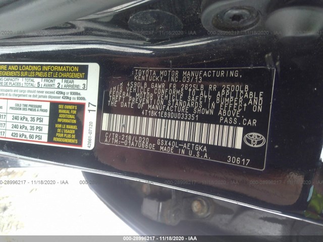 Photo 8 VIN: 4T1BK1EB9DU033351 - TOYOTA AVALON 