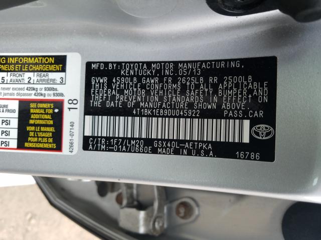 Photo 9 VIN: 4T1BK1EB9DU045922 - TOYOTA AVALON BAS 