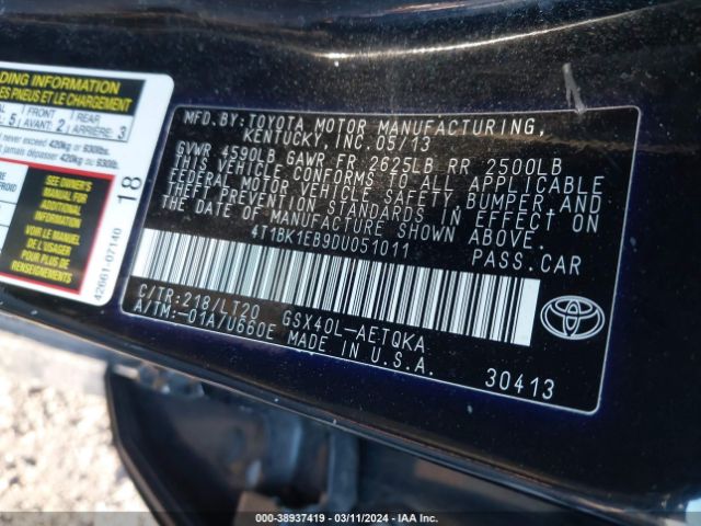 Photo 8 VIN: 4T1BK1EB9DU051011 - TOYOTA AVALON 