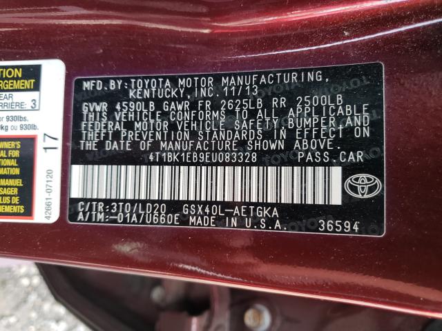 Photo 9 VIN: 4T1BK1EB9EU083328 - TOYOTA AVALON BAS 