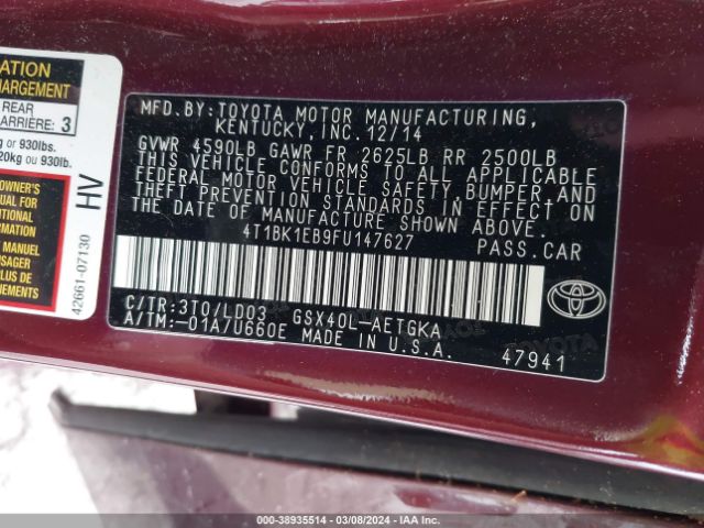 Photo 8 VIN: 4T1BK1EB9FU147627 - TOYOTA AVALON 