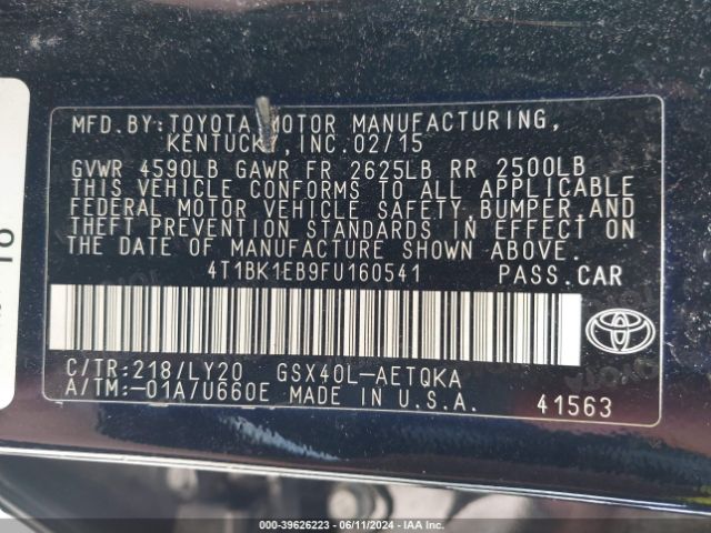 Photo 8 VIN: 4T1BK1EB9FU160541 - TOYOTA AVALON 