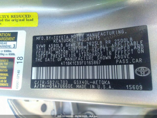 Photo 8 VIN: 4T1BK1EB9FU165867 - TOYOTA AVALON 