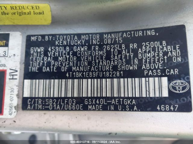 Photo 8 VIN: 4T1BK1EB9FU182281 - TOYOTA AVALON 