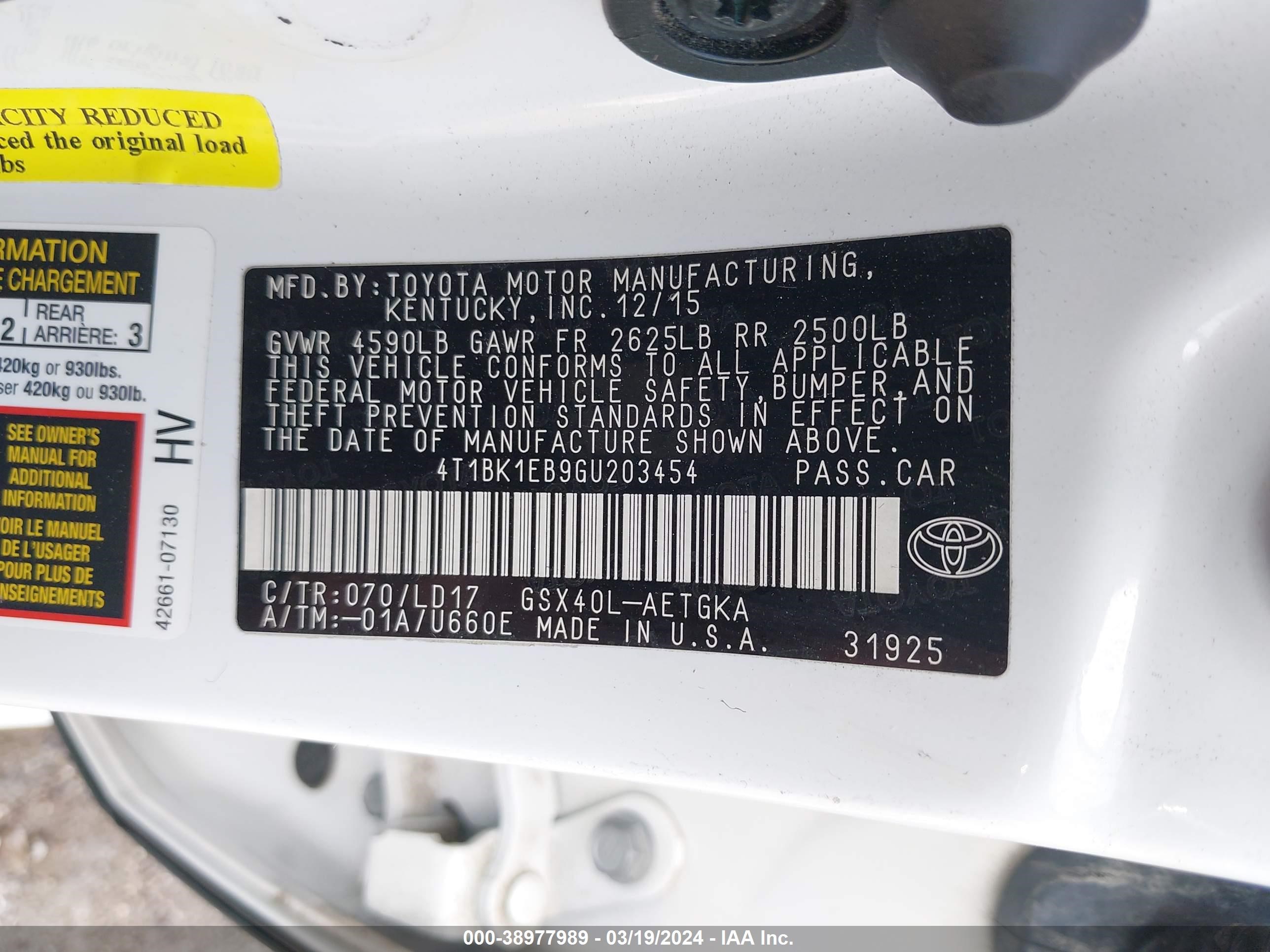 Photo 8 VIN: 4T1BK1EB9GU203454 - TOYOTA AVALON 