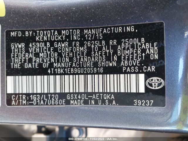 Photo 8 VIN: 4T1BK1EB9GU205916 - TOYOTA AVALON 