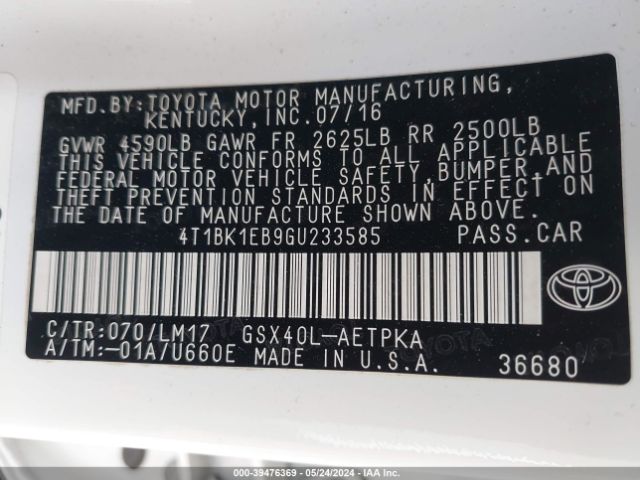 Photo 8 VIN: 4T1BK1EB9GU233585 - TOYOTA AVALON 