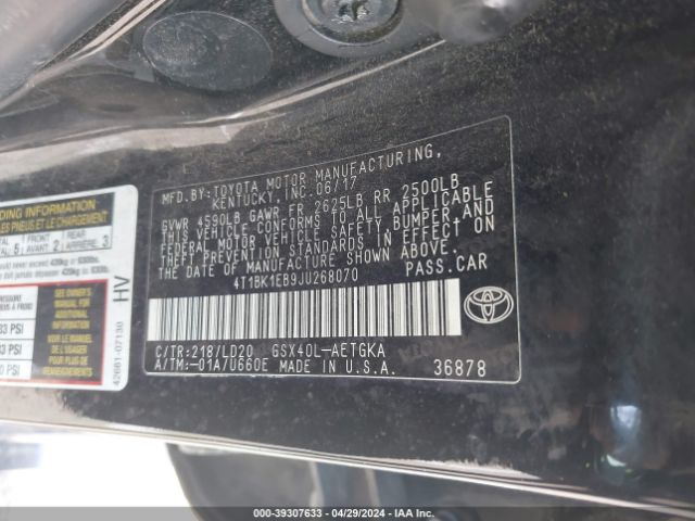 Photo 8 VIN: 4T1BK1EB9JU268070 - TOYOTA AVALON 