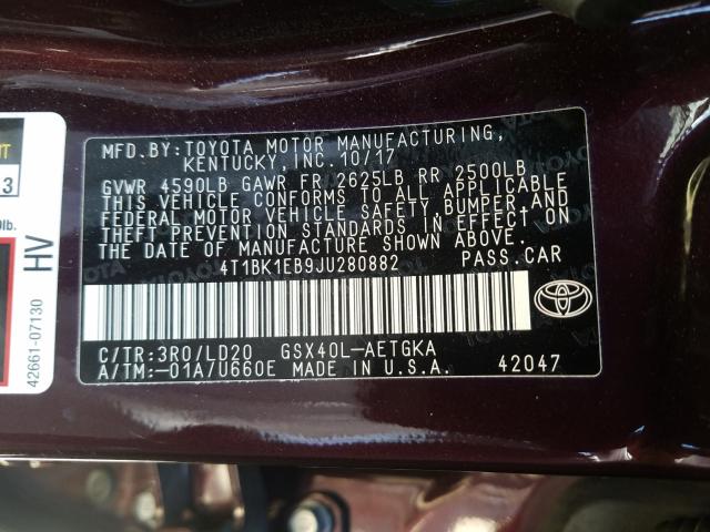 Photo 9 VIN: 4T1BK1EB9JU280882 - TOYOTA AVALON 