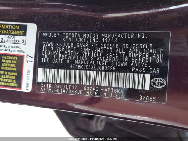 Photo 8 VIN: 4T1BK1EBXEU083628 - TOYOTA AVALON 