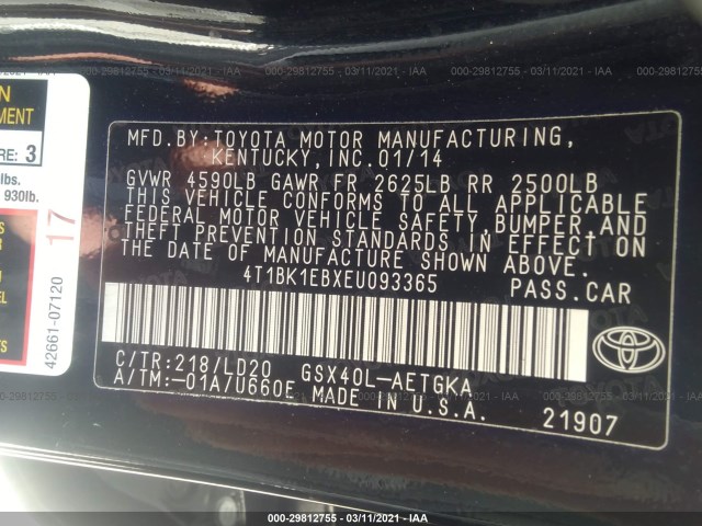 Photo 8 VIN: 4T1BK1EBXEU093365 - TOYOTA AVALON 