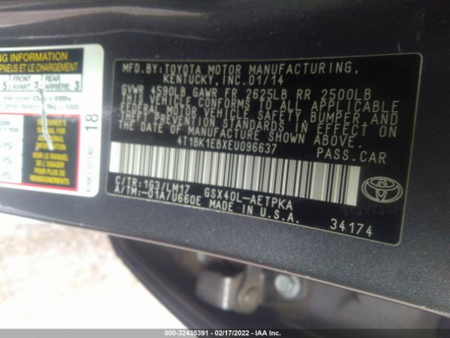 Photo 8 VIN: 4T1BK1EBXEU096637 - TOYOTA AVALON 