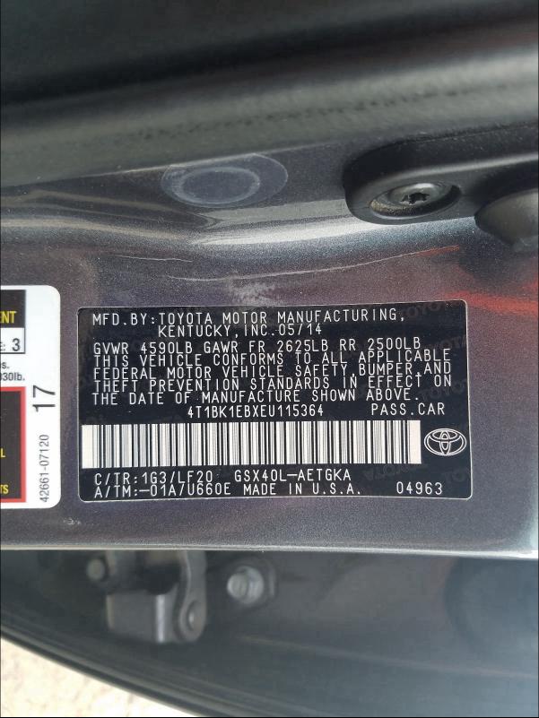 Photo 9 VIN: 4T1BK1EBXEU115364 - TOYOTA AVALON BAS 