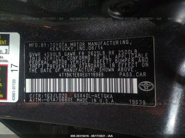 Photo 8 VIN: 4T1BK1EBXEU118989 - TOYOTA AVALON 