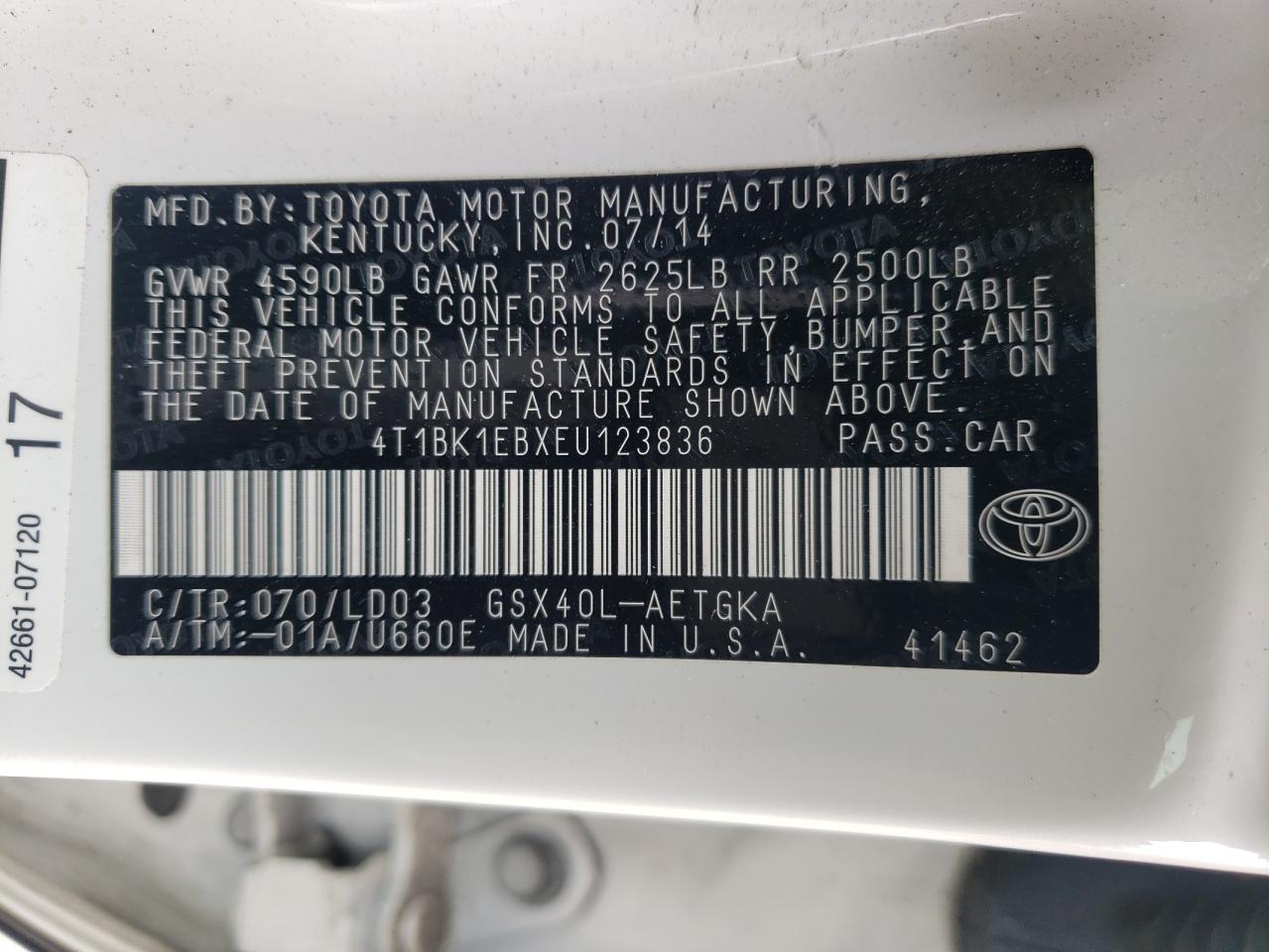 Photo 11 VIN: 4T1BK1EBXEU123836 - TOYOTA AVALON 