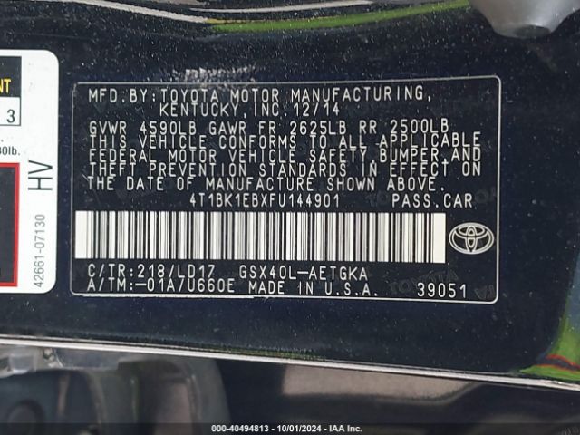 Photo 8 VIN: 4T1BK1EBXFU144901 - TOYOTA AVALON 